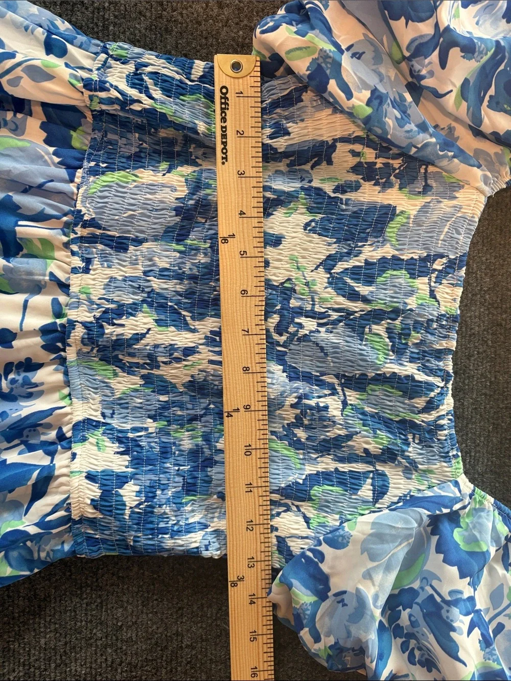 PrettyGarden Blue Floral Puff-Sleeve Maxi Dress Size: M